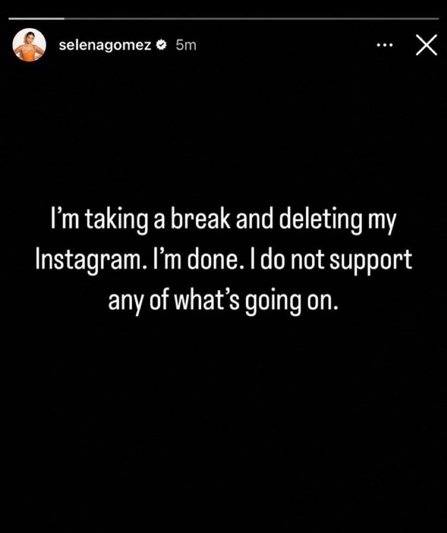 Selena Gomez amenaza con borrar su cuenta de Instagram y esta es la razón