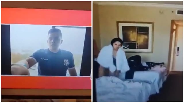 reportero enfoca su pareja mientras se vestía