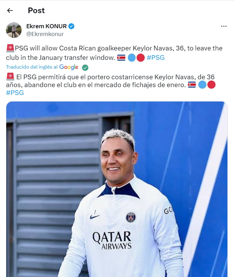 Keylor Navas saldría del PSG en invierno