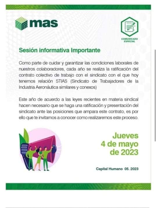 Legitimación de contrato colectivo en la aerolínea de carga MasAir