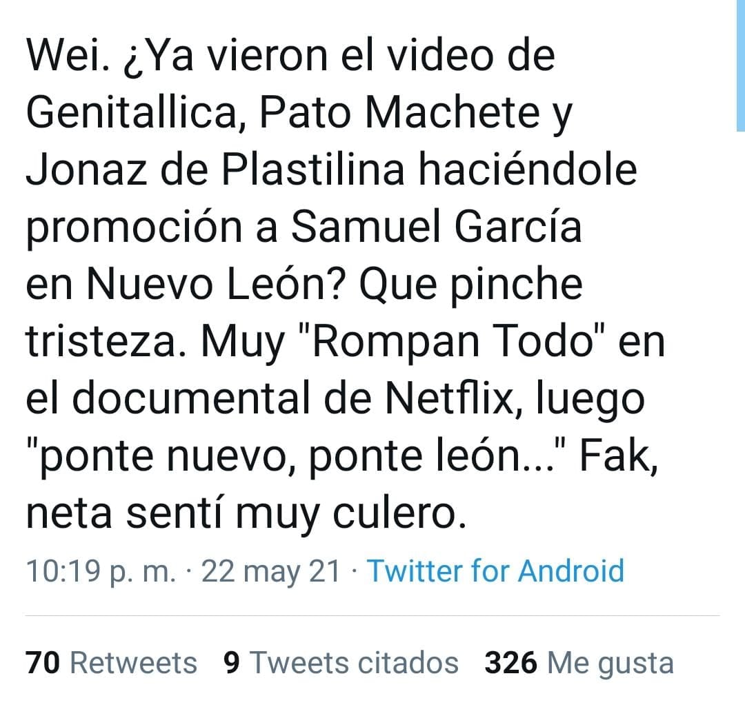 Publicación de Twitter - @soyelmauro
