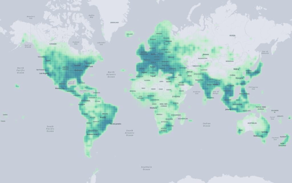 Mapa global de Overture Maps Foundation