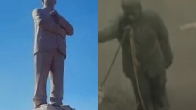 Caída de estatua de AMLO es comparada con la de Saddam Hussein