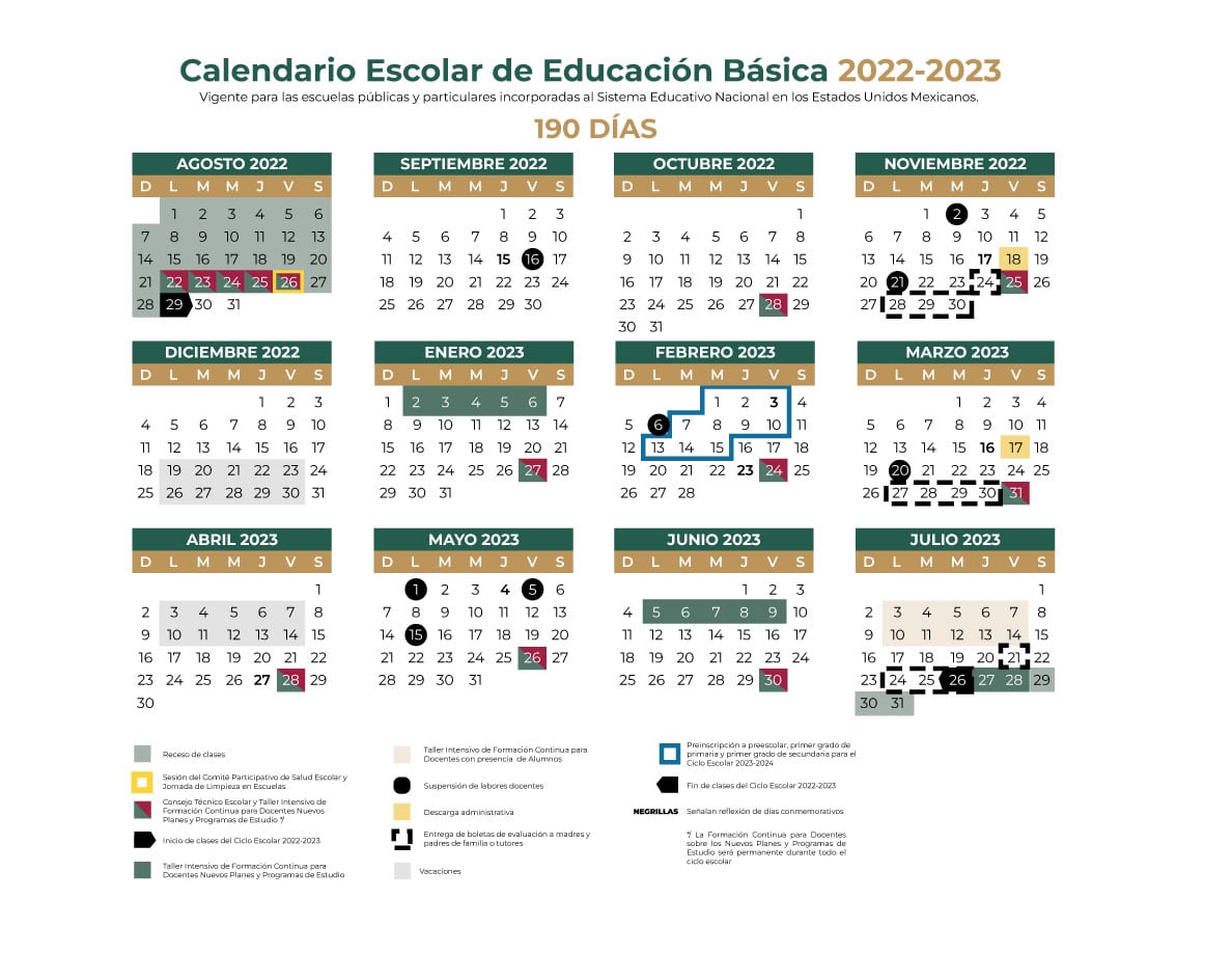 Calendario de la SEP