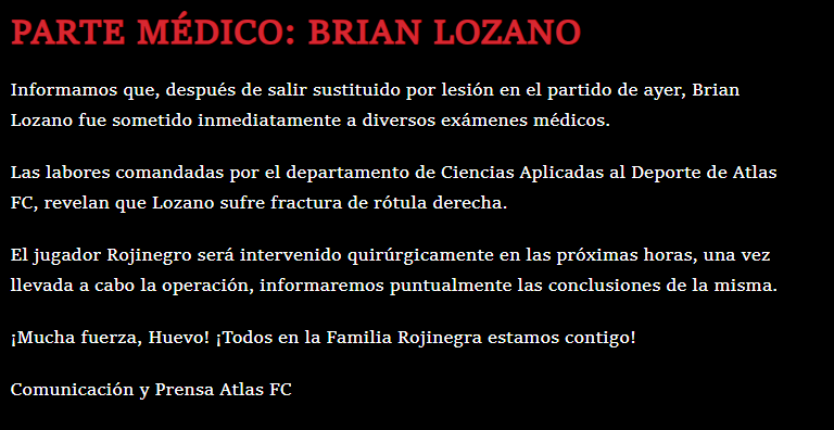 Comunicado Atlas FC