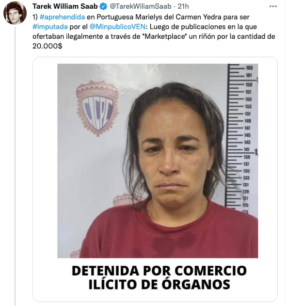 Detienen a mujer que vendía riñones por Facebook