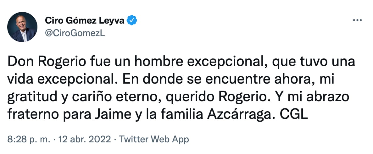 Ciro Gómez Leyva lamenta la muerte de Rogerio Azcárraga