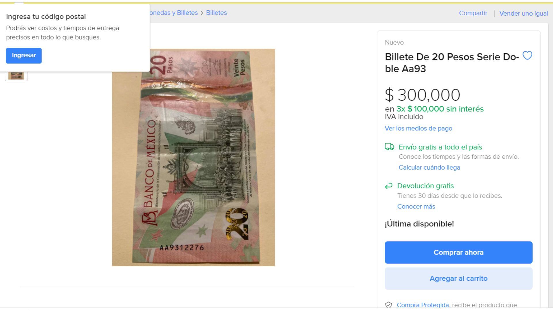 Venta de billestes de 20