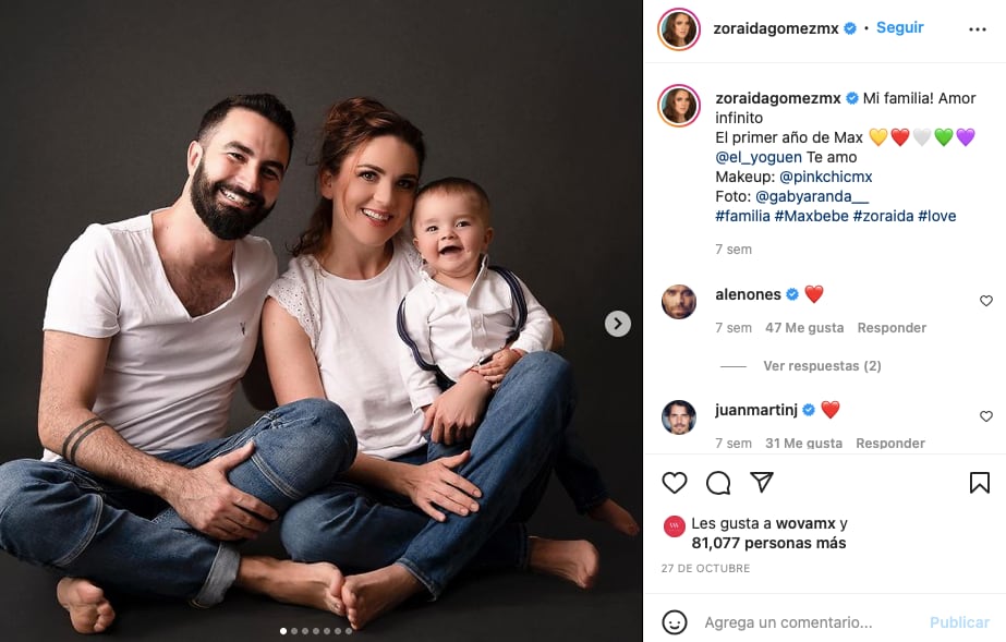 Zoraida Gómez junto a su pareja e hijo