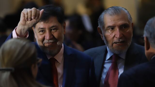 Gerardo Fernández Noroña acompañado del senador y coordinador de la bancada de Morena en la Cámara Alta, Adán Augusto López