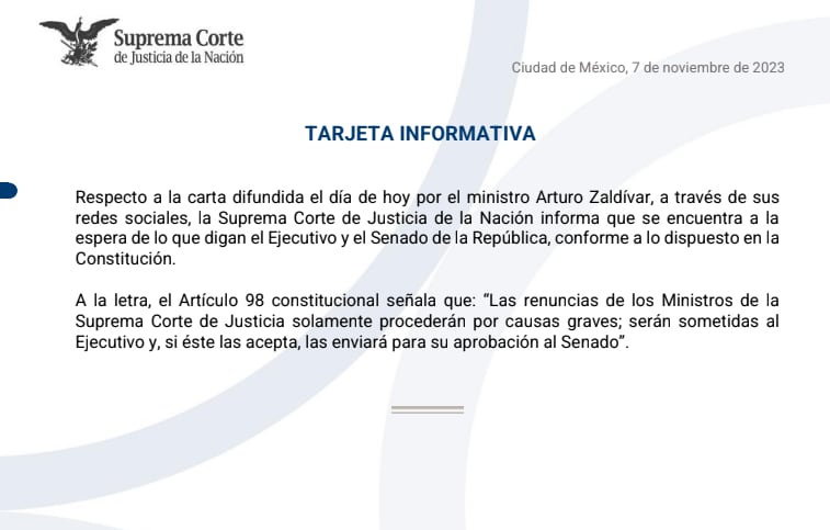 SCJN afirma que renuncias solo proceden por causas graves