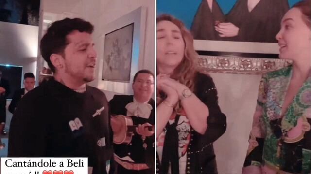 Madre de Belinda festeja su cumpleaños con serenata de su hija y Christian Nodal 
(Instagram)