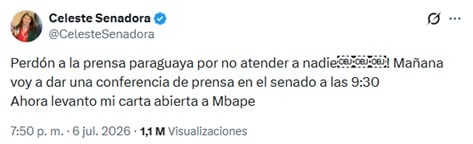 Celeste Amarilla vuelve a encender la polémica con Kylian Mbappé