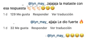 Usuarios aplauden la respuesta de Lyn May a hater.