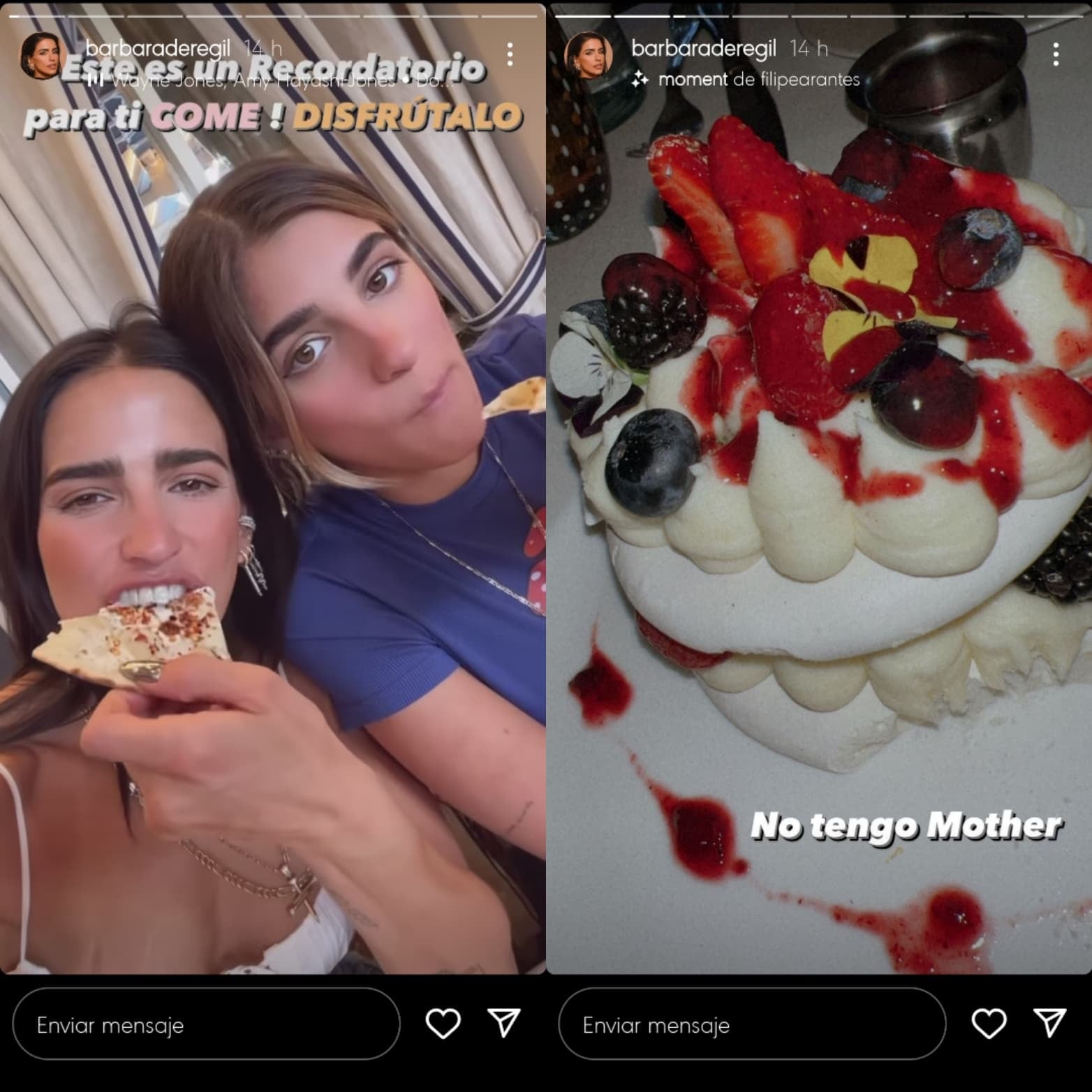Bárbara de Regil pide a sus seguidores disfrutar su comida.