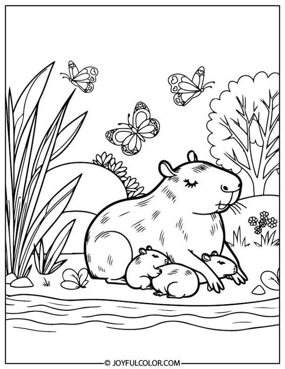 Dibujos de capibara para colorear e imprimir