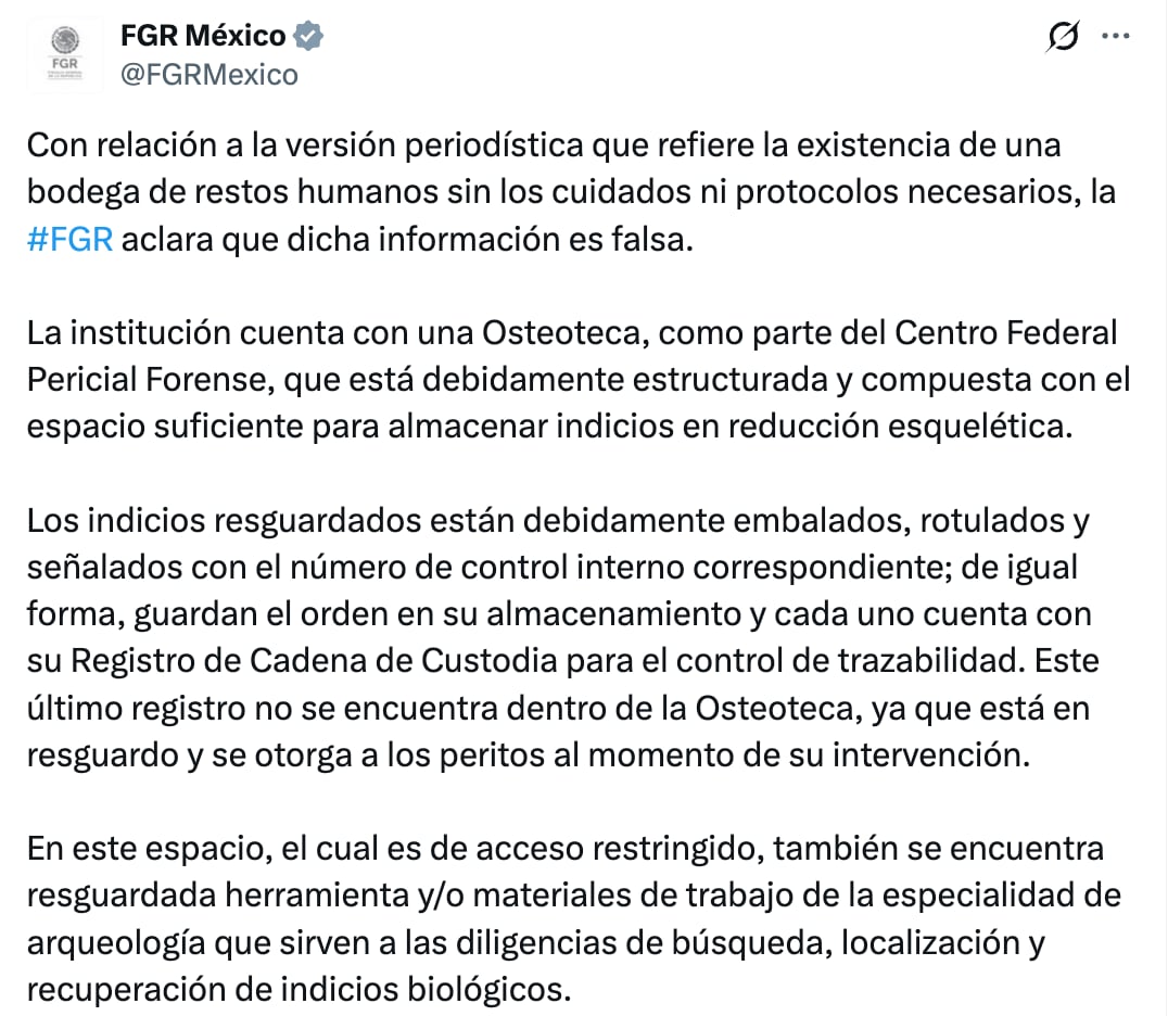 Respuesta de FGR a reportaje de Loret de Mola