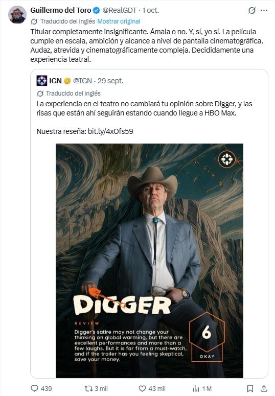 Guillermo del Toro y Alfonso Cuarón salen en defensa de Digger tras críticas