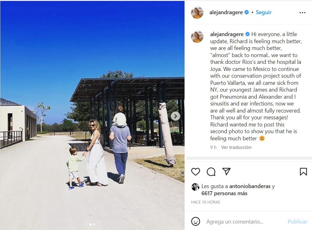 Publicación de Alejandra Silva, esposa de Richard Gere