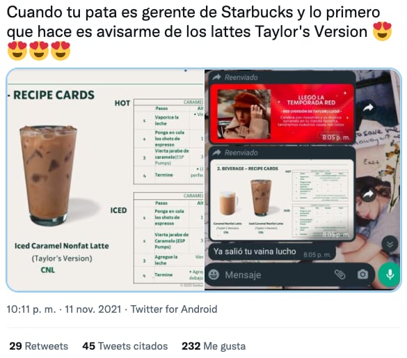 Colaboración entre Taylor Swift y Starbucks