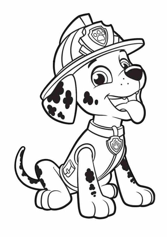 Dibujos de Marshall de Paw Patrol por el Día del Bombero para colorear