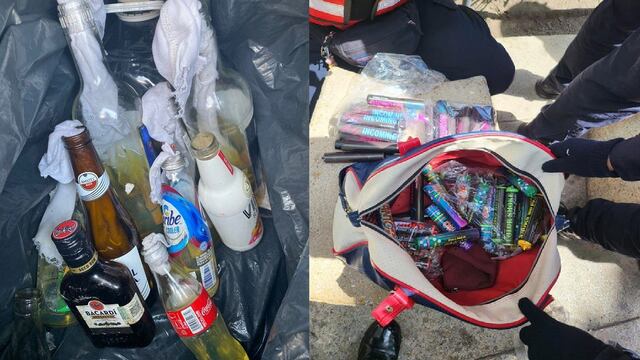 Cohetones y bombas molotov