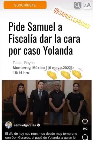 Historia de Samuel García en Instagram