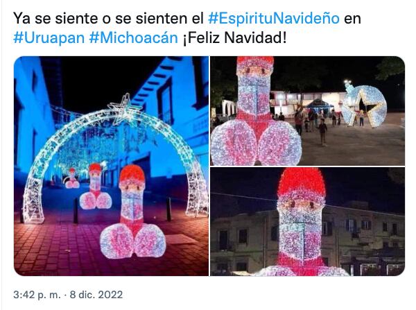 Supuestos adornos de Navidad en Uruapan