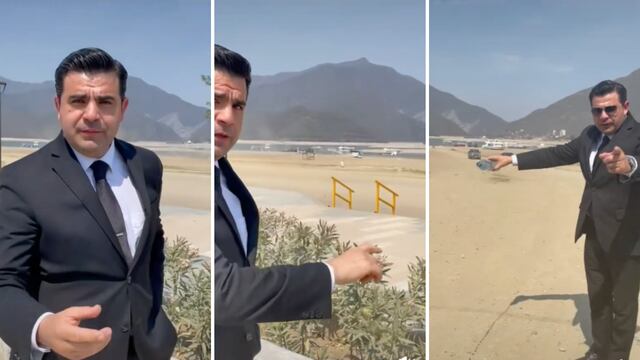Captura de video de comediante imitando a un político que propone solucionar el problema del agua en Nuevo León