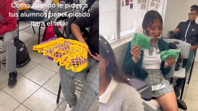 Alumna extranjera con papel picado