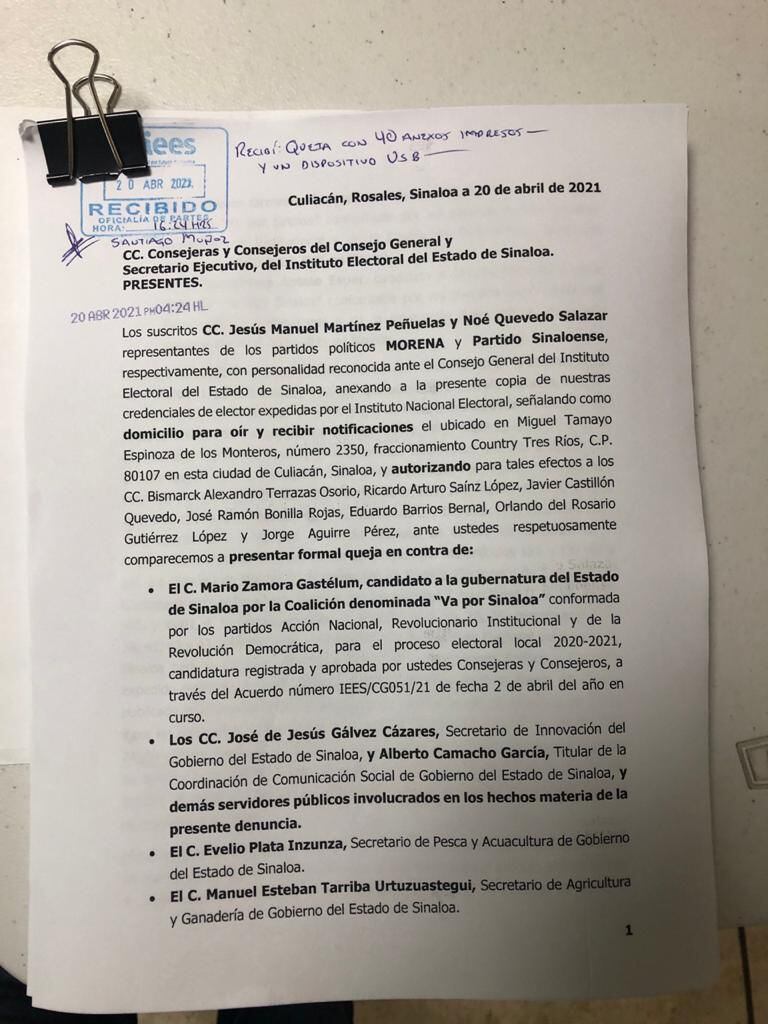 Denuncia contra Mario Zamora