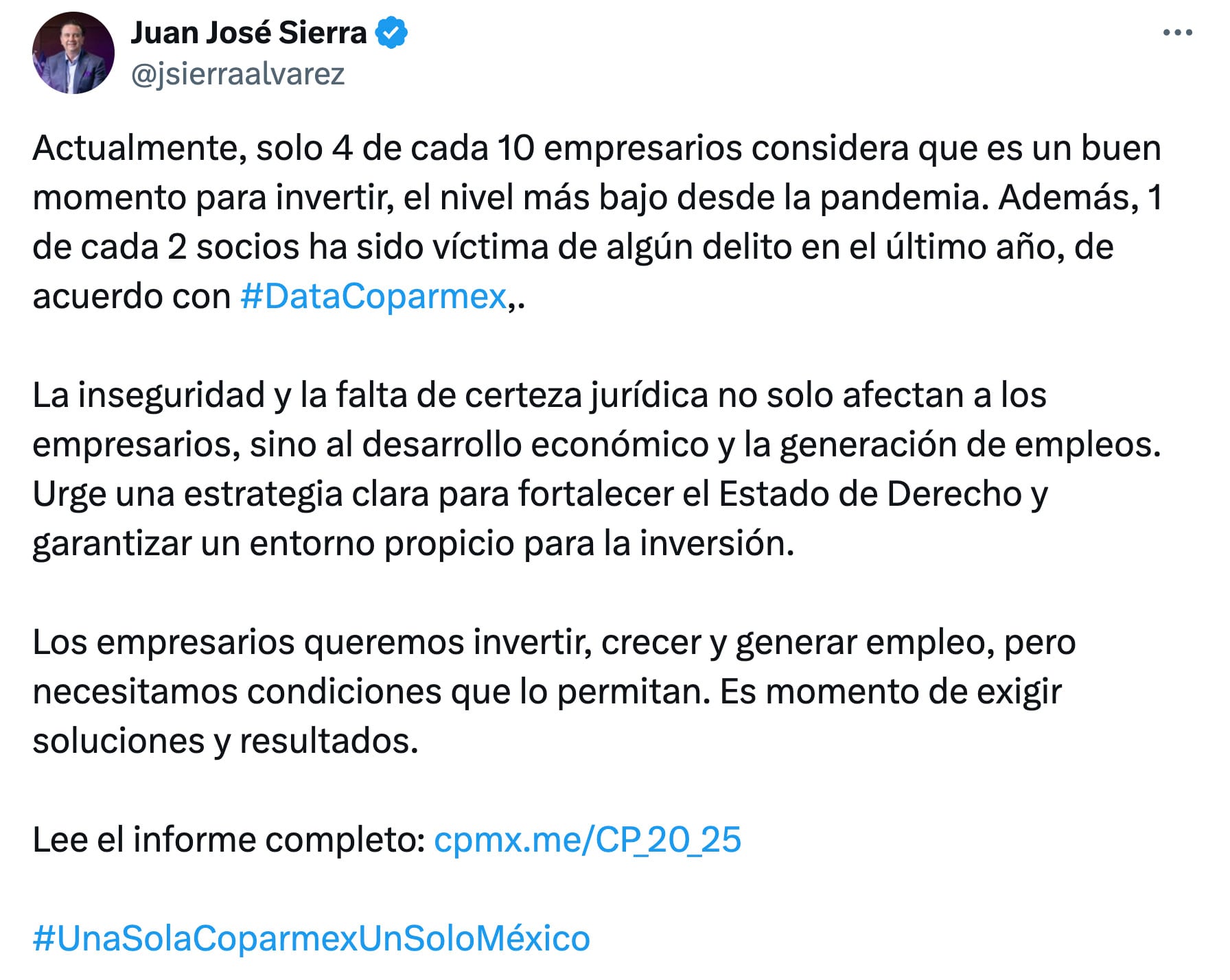 Coparmex revela problemas en economía de México