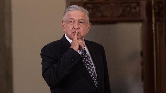 El presidente López Obrador en conferencia de prensa desde Palacio Nacional.
