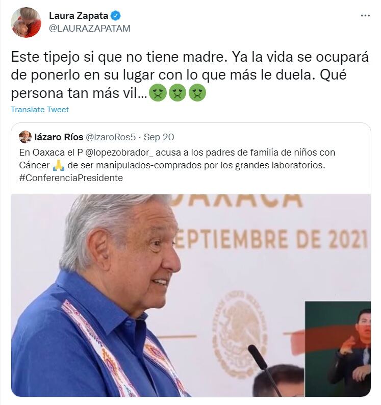 Laura Zapata asegura que AMLO no tiene madre
