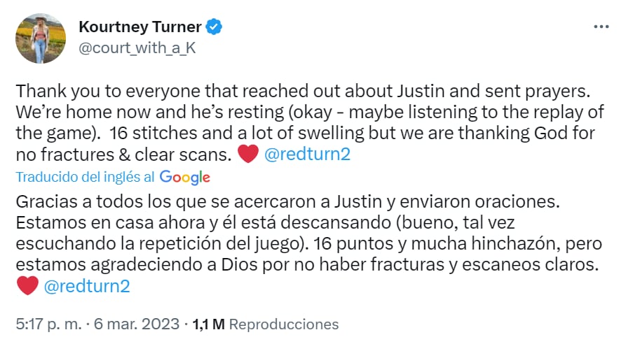 Mensaje sobre Justin Turner