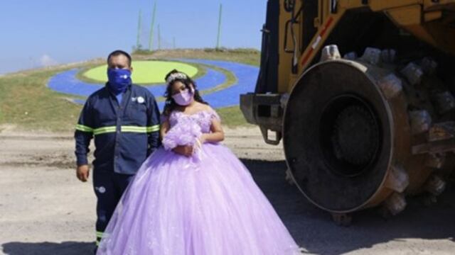 Quinceañera realiza sesión de fotos en basurero donde trabaja su papá