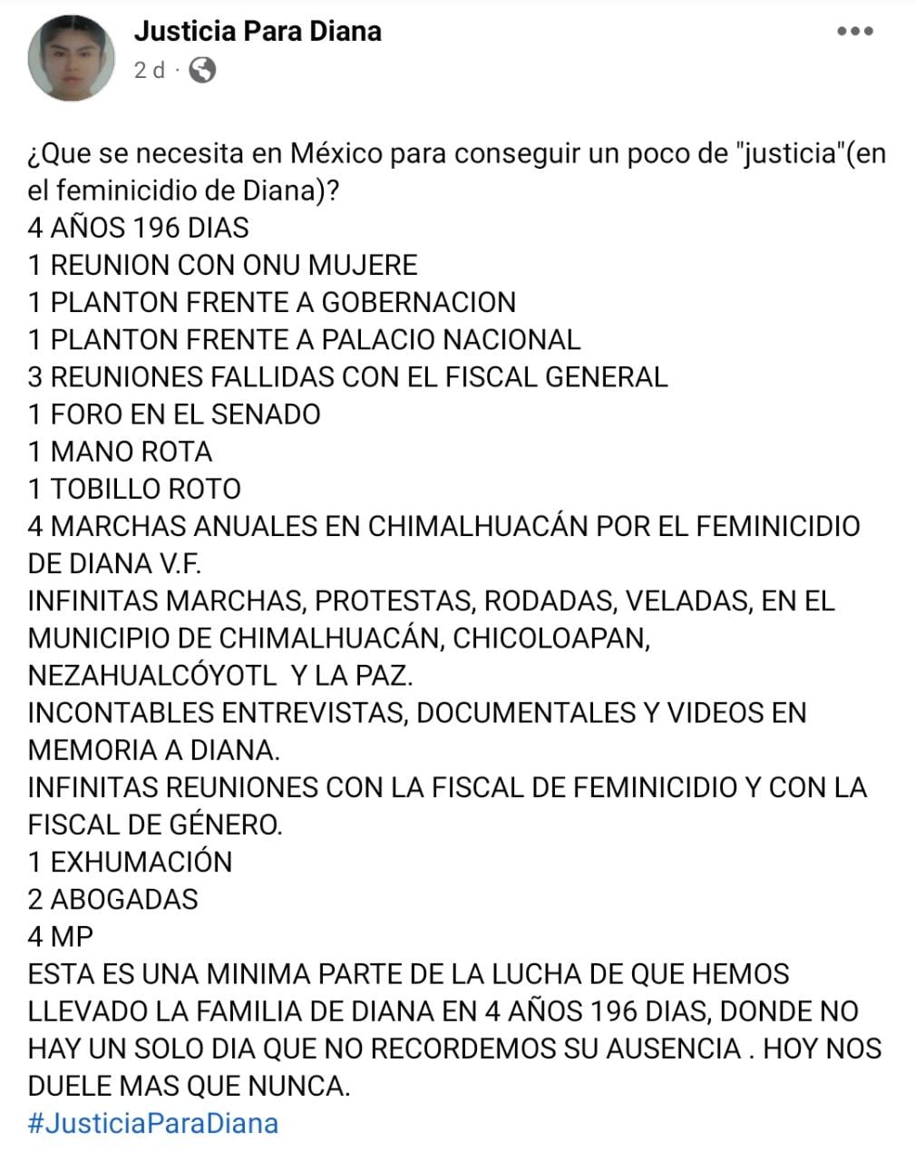 Sentencia por el feminicidio de Diana Velázquez Florencio