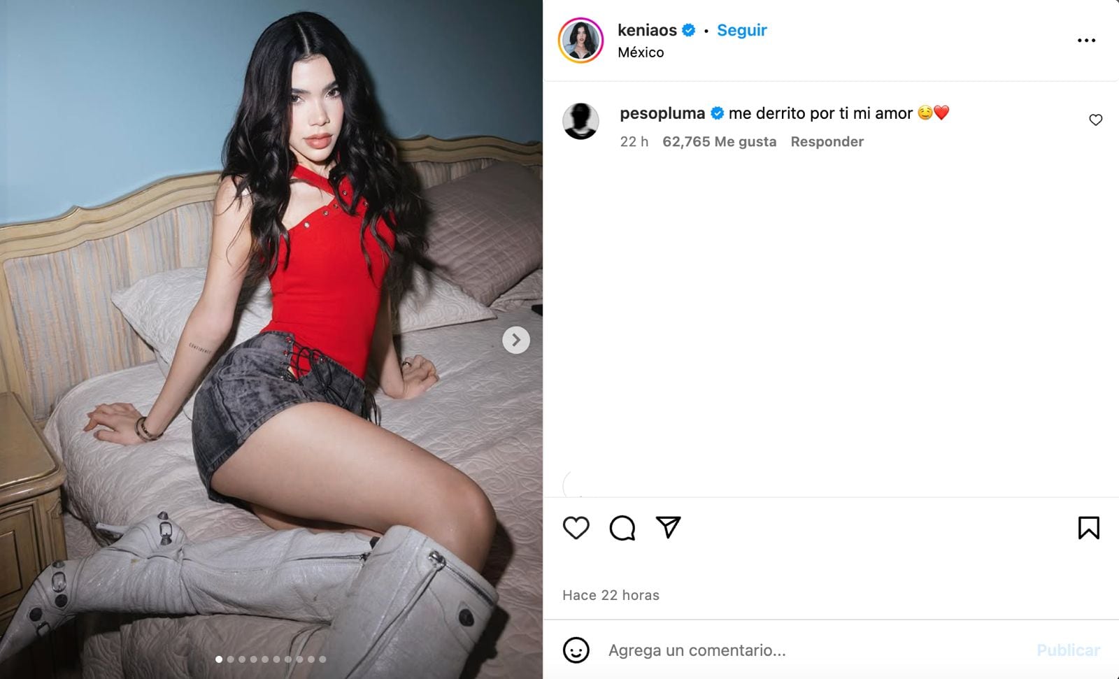 Peso Pluma confirma noviazgo con Kenia Os con este romántico comentario