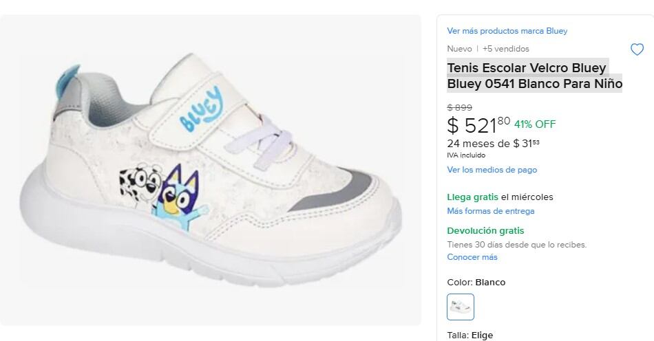 Calzado escolar Price Shoes para niñas y niños de Bluey en Mercado Libre