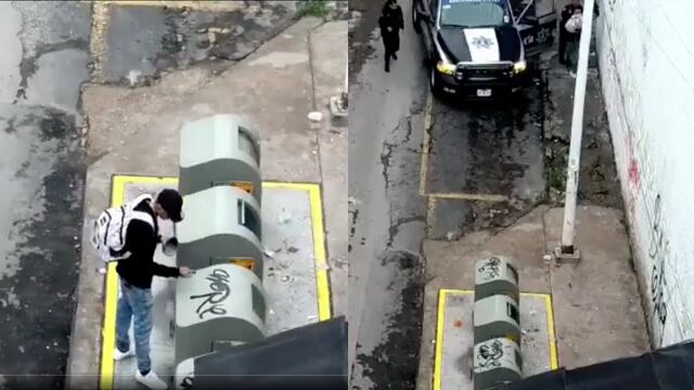 VIDEO: Detienen a joven por grafitear un punto limpio en Guadalajara