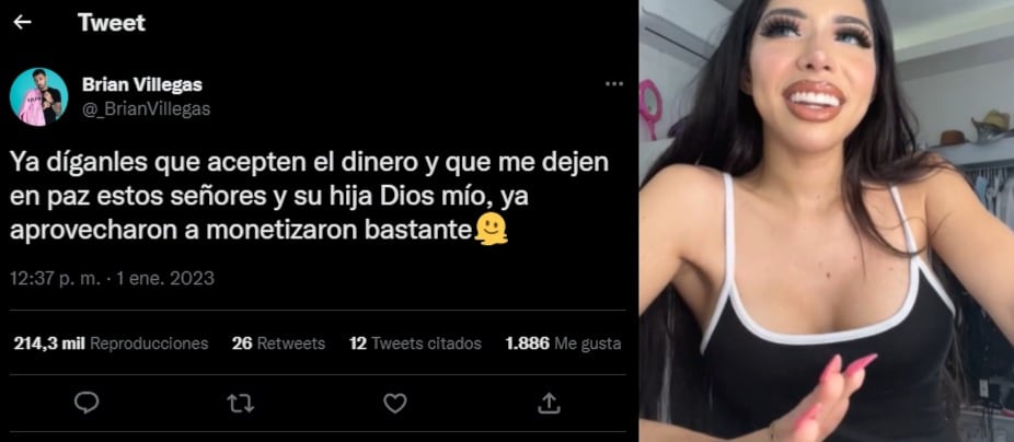 Brian Villegas acusa a Yeri Mua y familia en Twitter