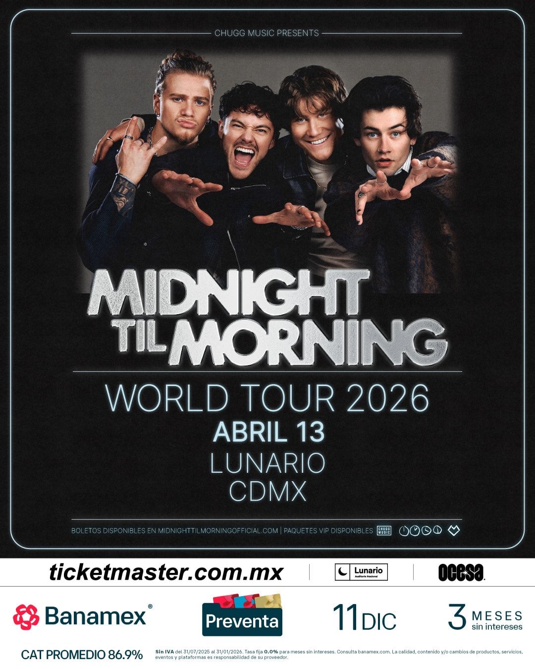 Midnight Til Morning ofrece concierto en el Lunario el lunes 13 de abril de 2025