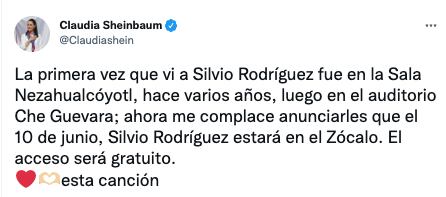 Tuit Claudia Sheinbaum