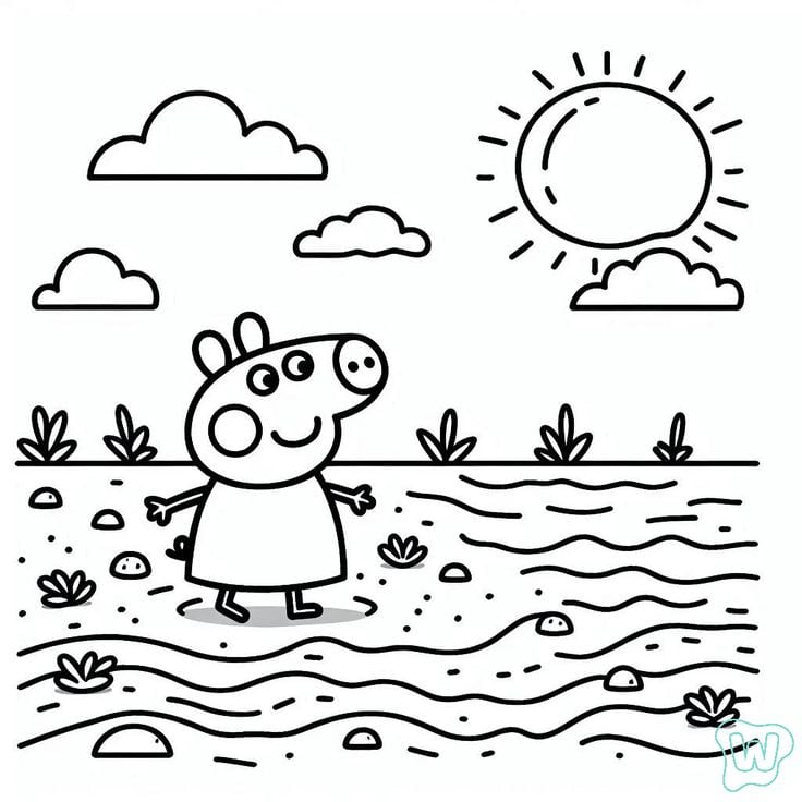 Dibujos de Peppa Pig en primavera para colorear