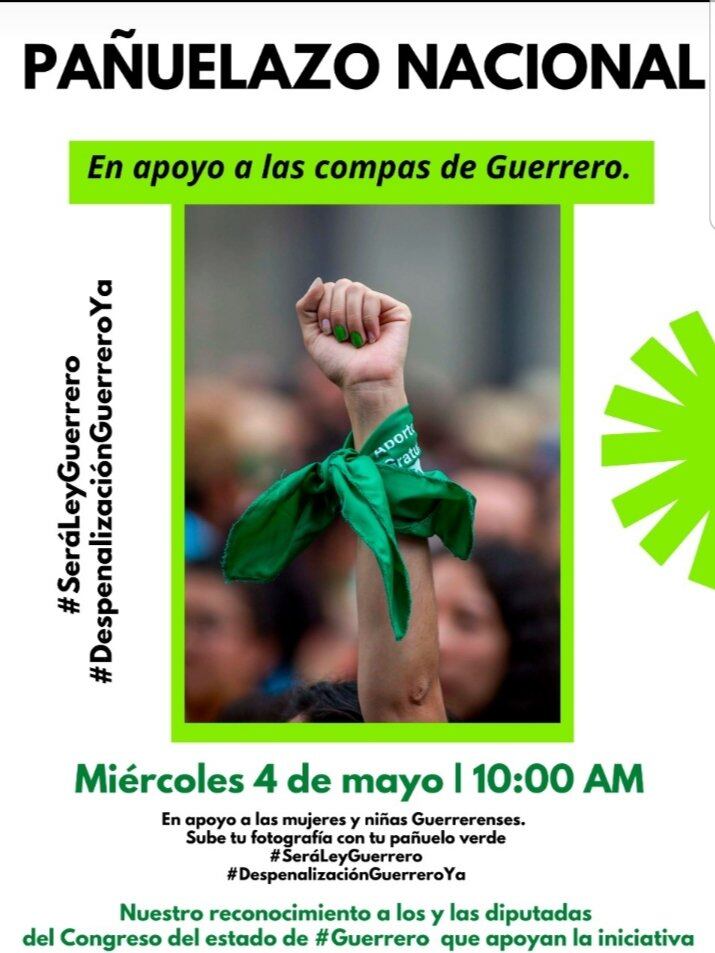 Pañuelazo por el aborto legal en Guerrero