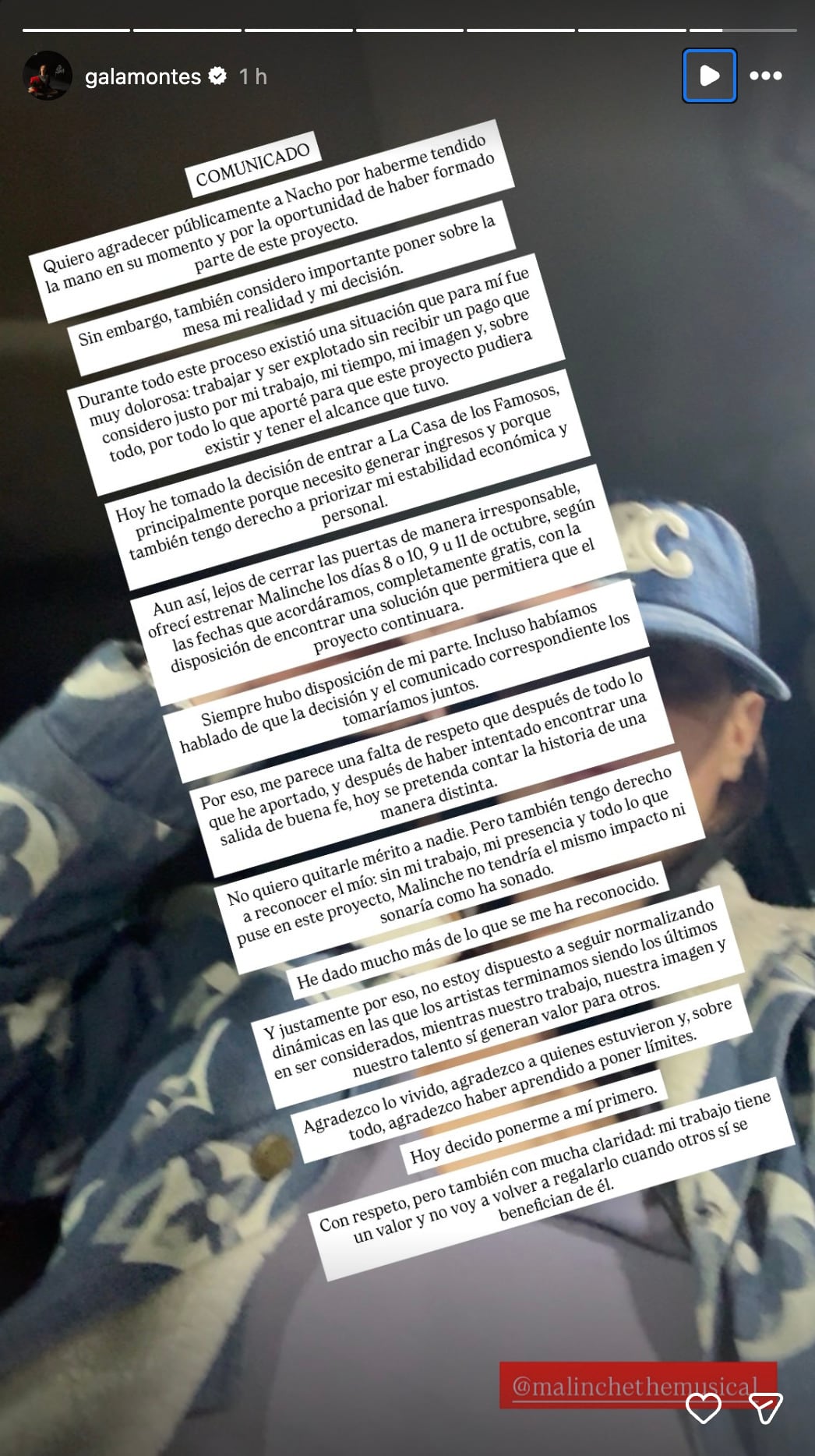 Gala Montes acusa a Malinche de no pagarle