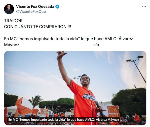 Vicente Fox se lanza contra Jorge Álvarez Máynez