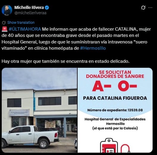 Alertan por cuatro muertes tras uso de suero vitaminado en Hermosillo