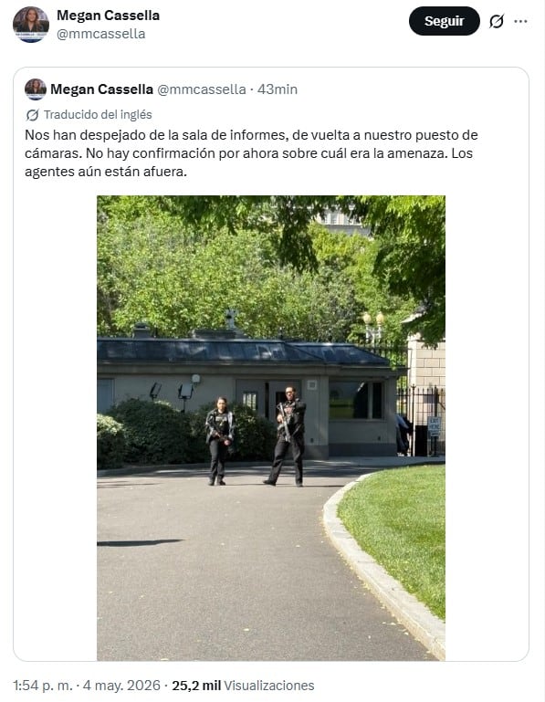 Tiroteo cerca de la Casa Blanca provoca evacuación del área de prensa