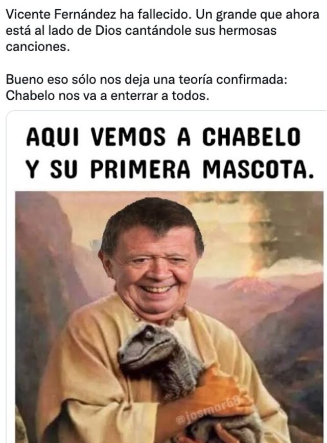 Chabelo es tendencia y genera memes porque Vicente Fernández se murió